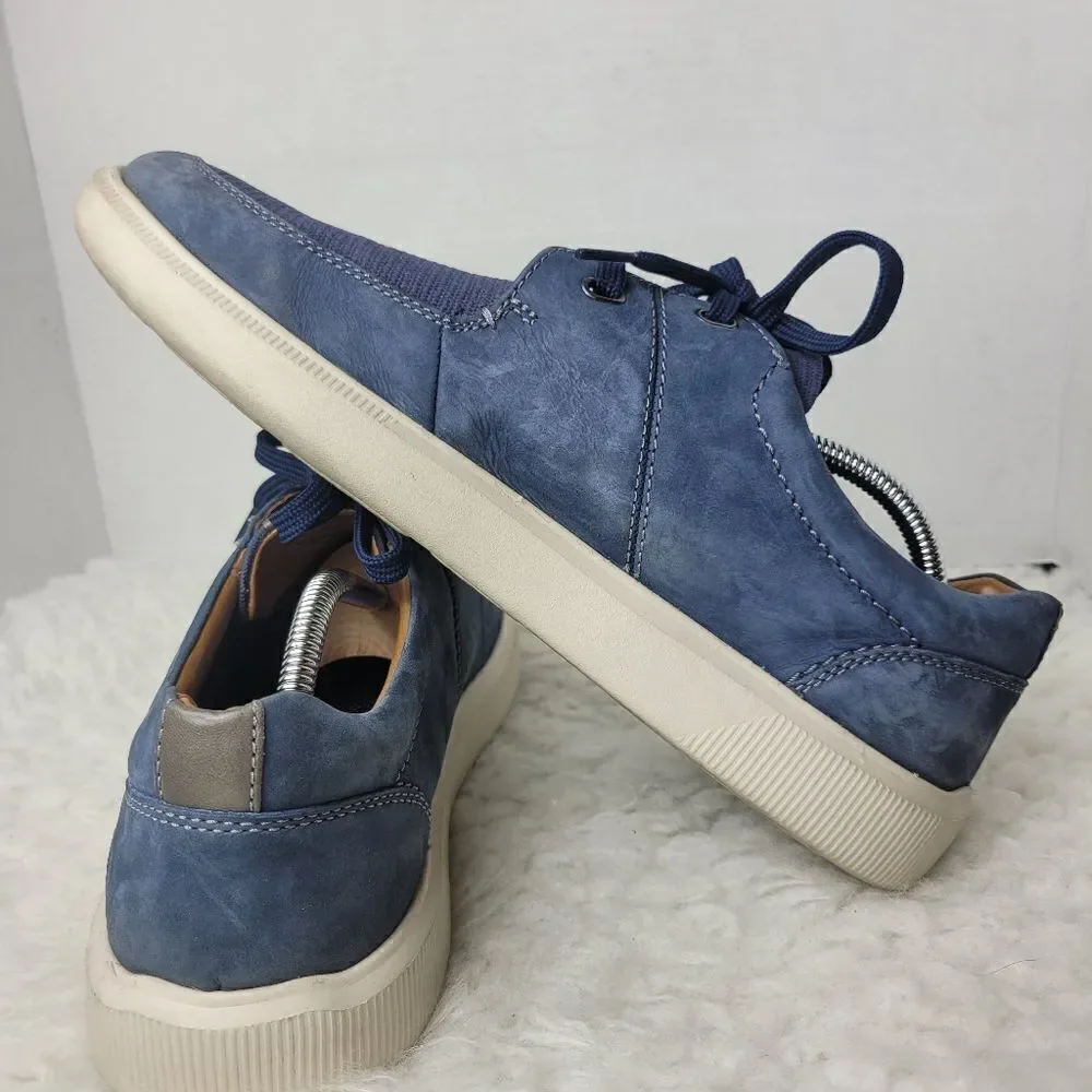 Clarks Cambro Men's Sneaker Size 11 Blue Leather Canvas Lace Up Shoes